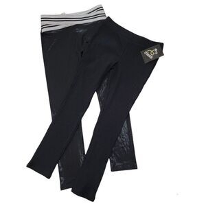 2 Girls Black Ribbed/Glitter leggings - S 6/6X